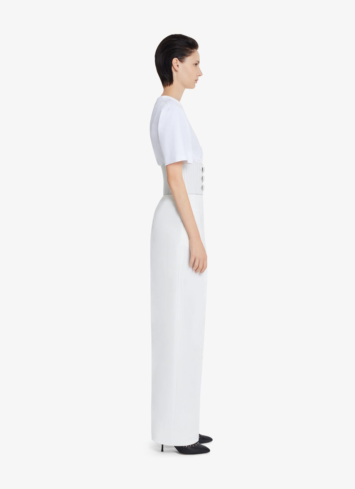 JERSEY CORSET T-SHIRT ALAÏA WHITE JERSEY CORSET T-SHIRT